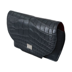 Luxour, Dolce & Gabbana Elegant Blue Crocodile Leather Eyewear Pouch, 