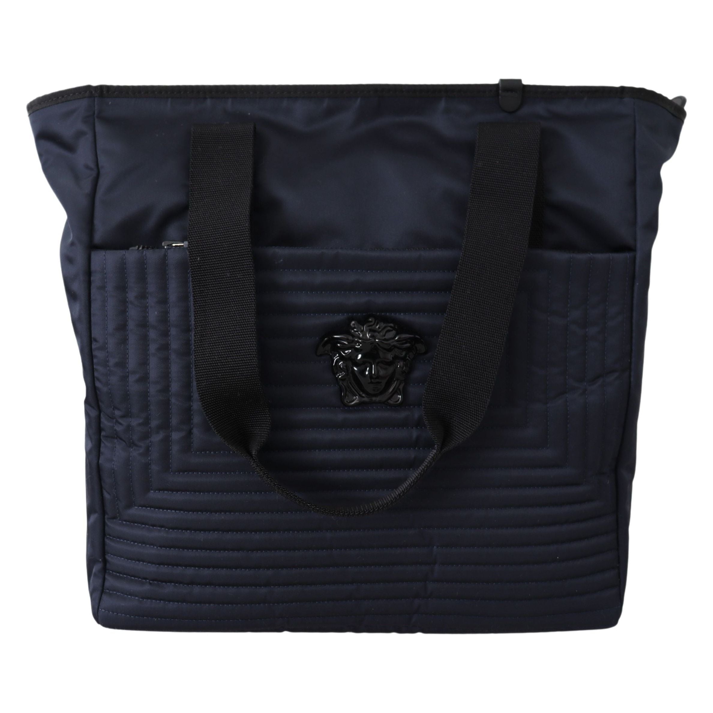 Luxour, Versace Elegant Blue Nylon Tote Bag, 