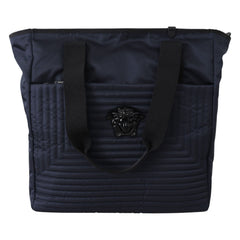 Luxour, Versace Elegant Blue Nylon Tote Bag, 