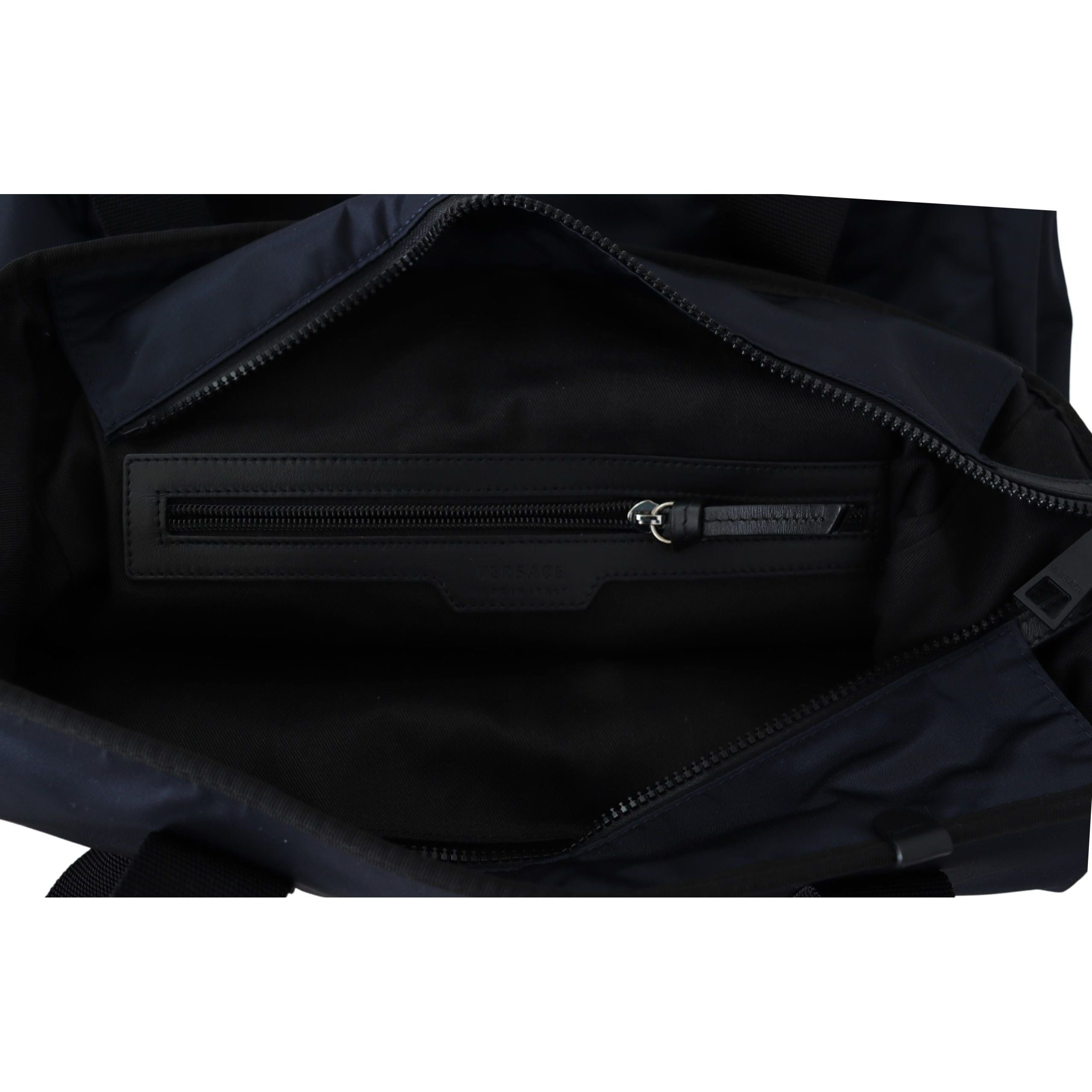 Luxour, Versace Elegant Blue Nylon Tote Bag, 