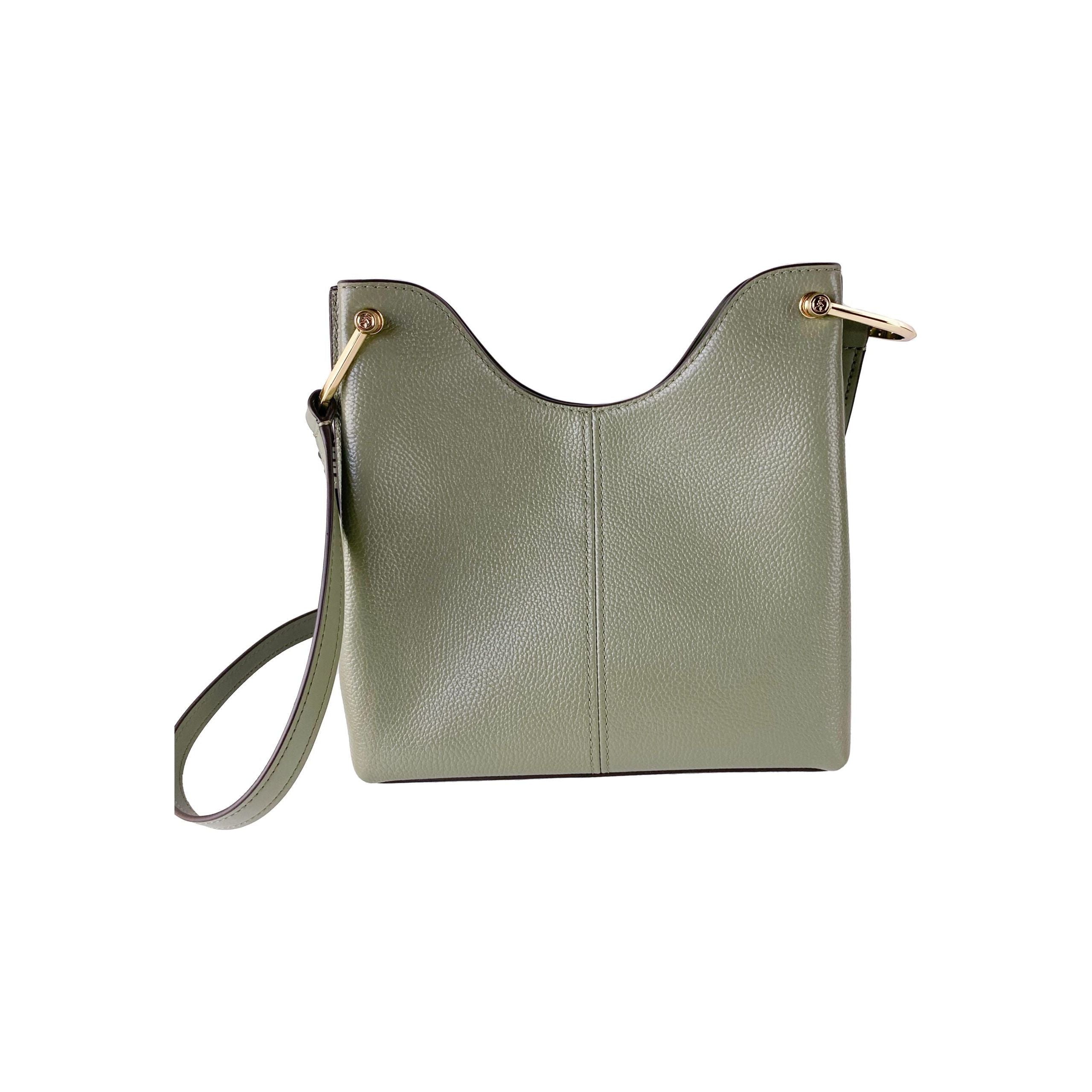 Luxour, Michael Kors Joan Large Perforated Suede Leather Slouchy Messenger Handbag (Army Green), 