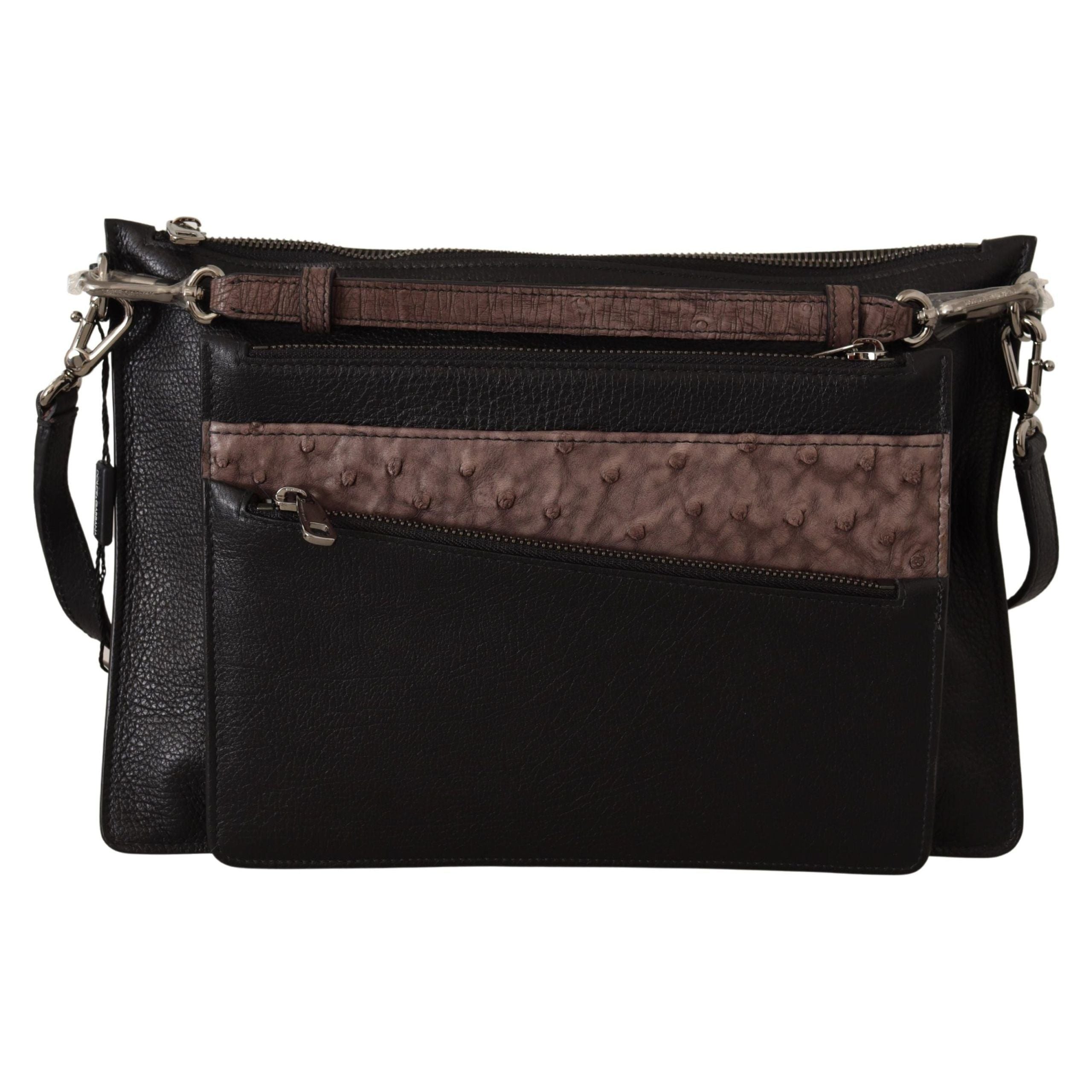 Luxour, Dolce & Gabbana Elegant Black Leather Sling Shoulder Bag, 