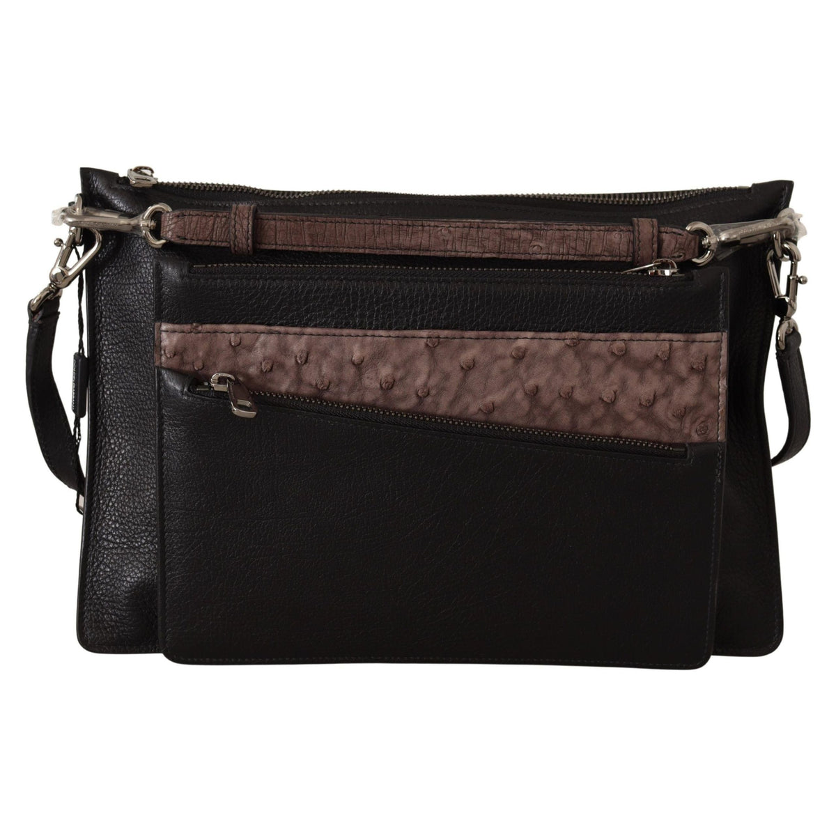Luxour, Dolce & Gabbana Elegant Black Leather Sling Shoulder Bag, 