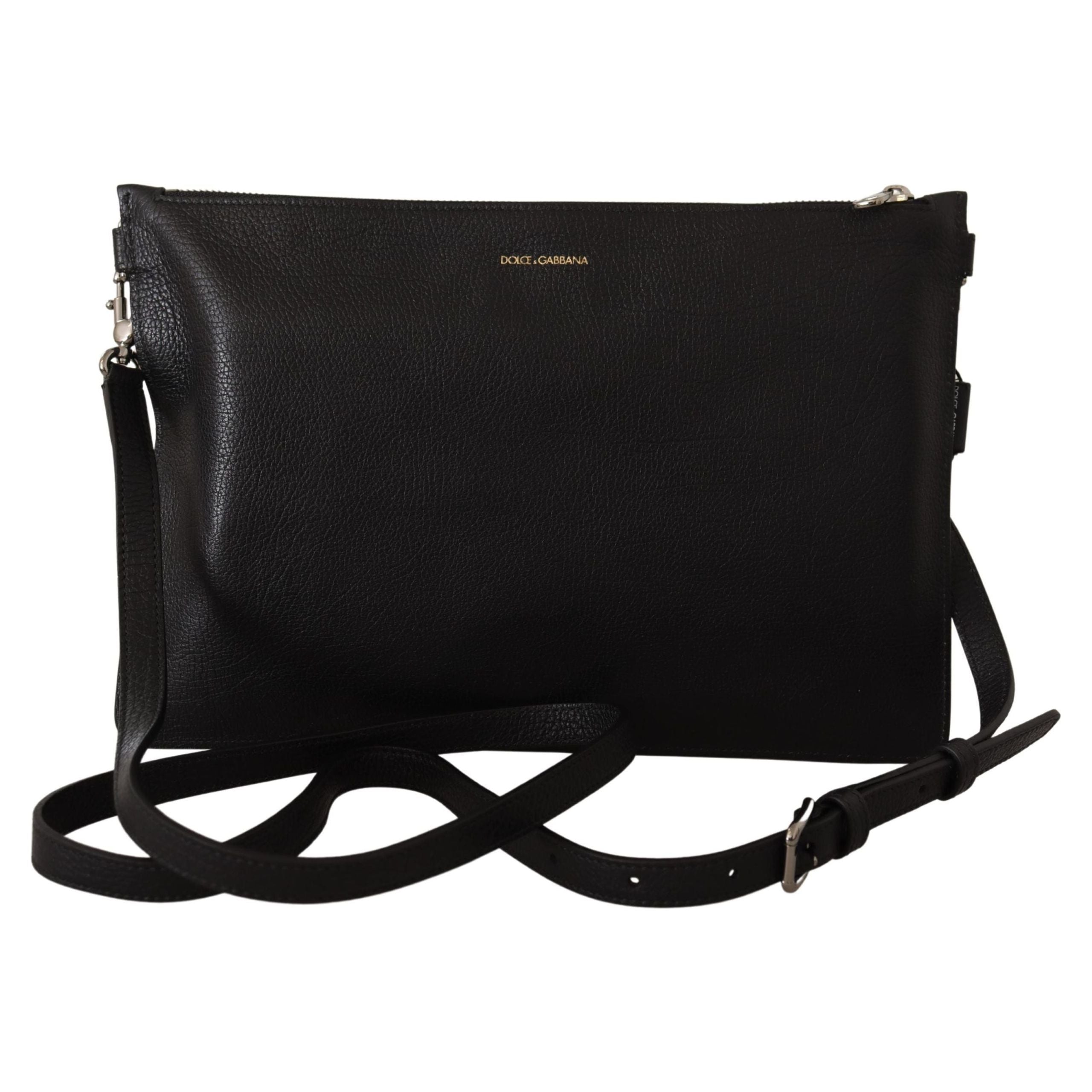 Luxour, Dolce & Gabbana Elegant Black Leather Sling Shoulder Bag, 