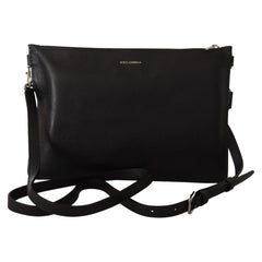 Luxour, Dolce & Gabbana Elegant Black Leather Sling Shoulder Bag, 