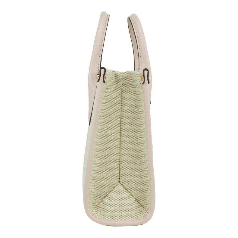 Luxour, Michael Kors Mirella Small Powder Blush Canvas Shopper Crossbody Handbag Purse, 
