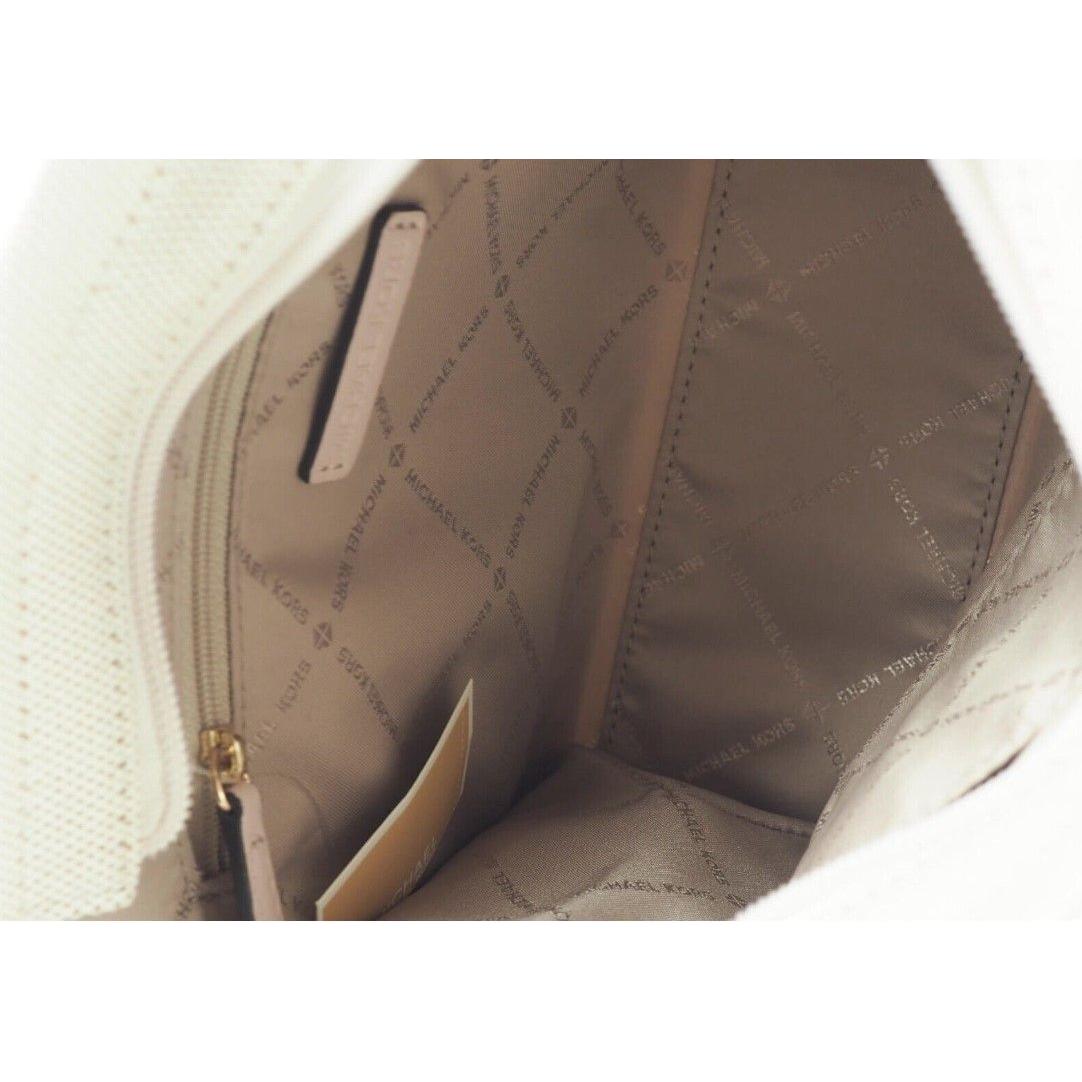 Luxour, Michael Kors Mirella Small Powder Blush Canvas Shopper Crossbody Handbag Purse, 