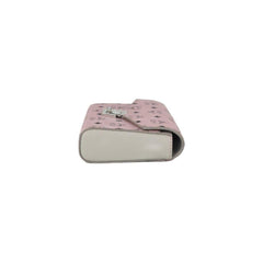 Luxour, MCM Medium Soft Pink Signature Diamond Logo Leather Clutch Crossbody Handbag, 