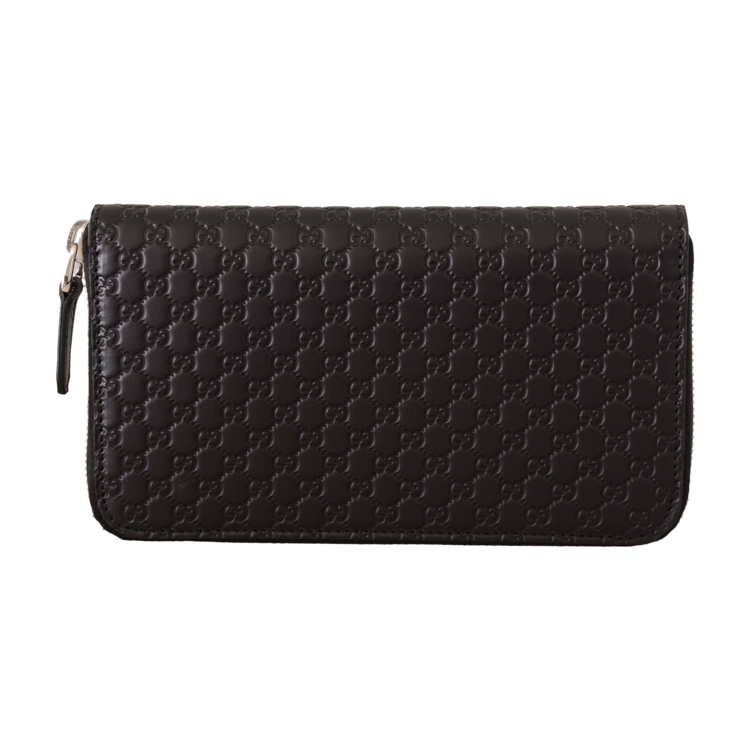 Luxour, Gucci Elegant Black Leather Zip-Around Wallet, 