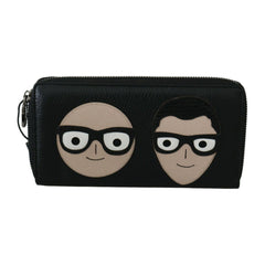 Luxour, Dolce & Gabbana Elegant Black Leather Continental Wallet, 