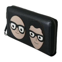 Luxour, Dolce & Gabbana Elegant Black Leather Continental Wallet, 