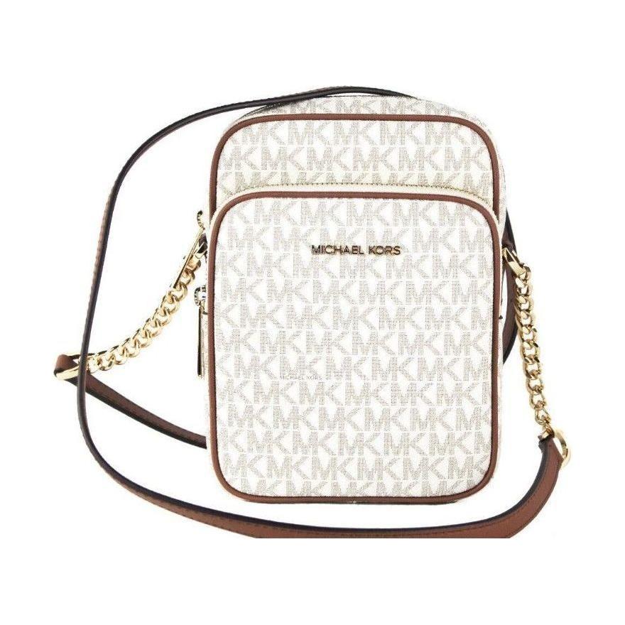 Luxour, Michael Kors Jet Set Medium Vanilla PVC North South Chain Crossbody Handbag, 