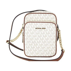 Luxour, Michael Kors Jet Set Medium Vanilla PVC North South Chain Crossbody Handbag, 