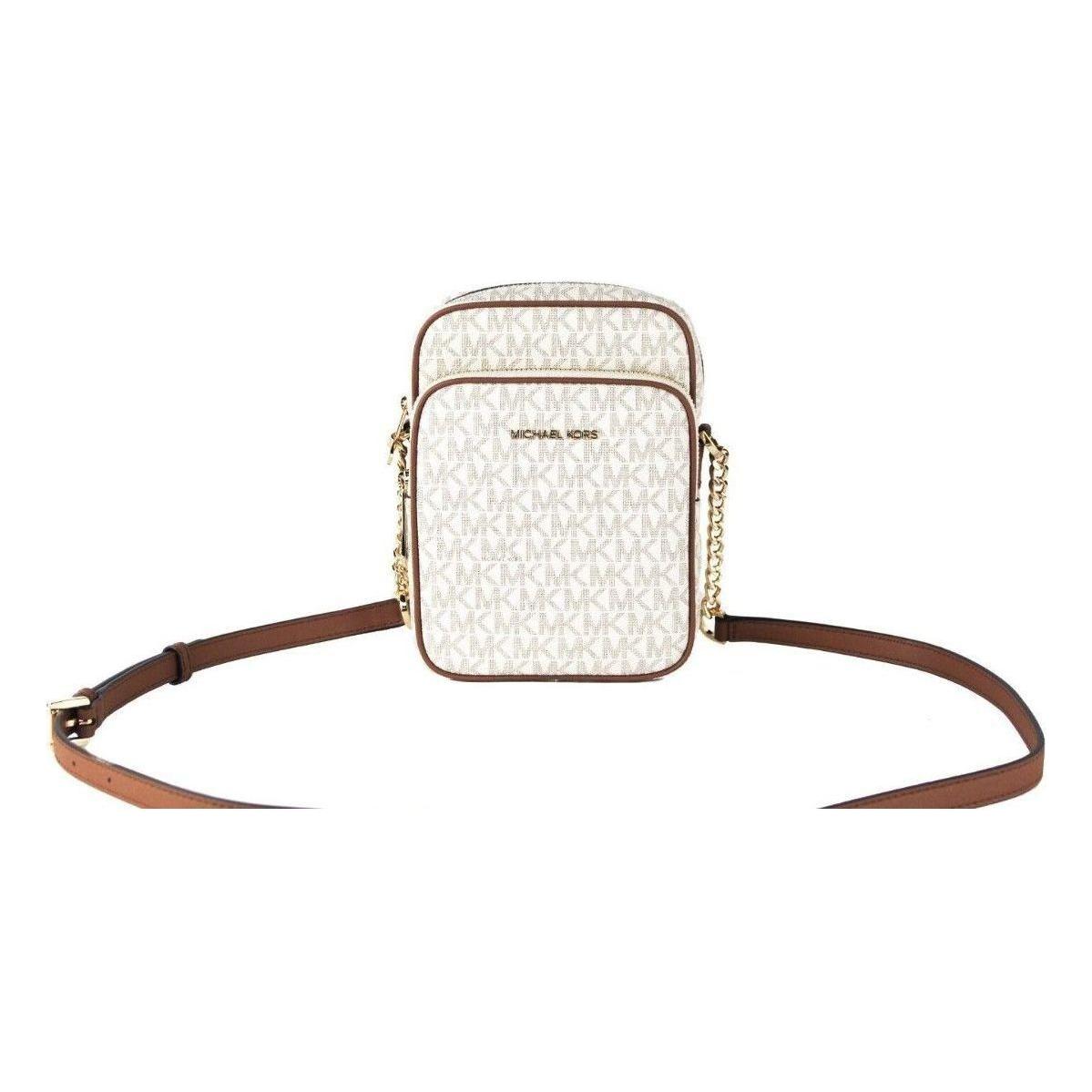 Luxour, Michael Kors Jet Set Medium Vanilla PVC North South Chain Crossbody Handbag, 