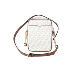 Luxour, Michael Kors Jet Set Medium Vanilla PVC North South Chain Crossbody Handbag, 