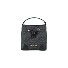 Luxour, Michael Kors Mercer Small Black Signature Leather Bucket Crossbody Handbag Purse, 