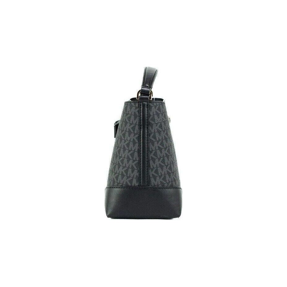 Luxour, Michael Kors Mercer Small Black Signature Leather Bucket Crossbody Handbag Purse, 