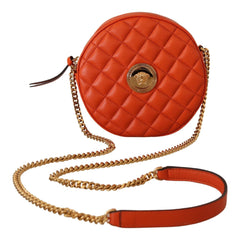 Luxour, Versace Elegant Round Nappa Leather Crossbody Bag, 