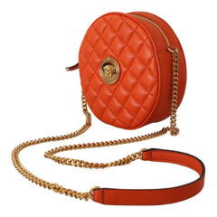 Luxour, Versace Elegant Round Nappa Leather Crossbody Bag, 