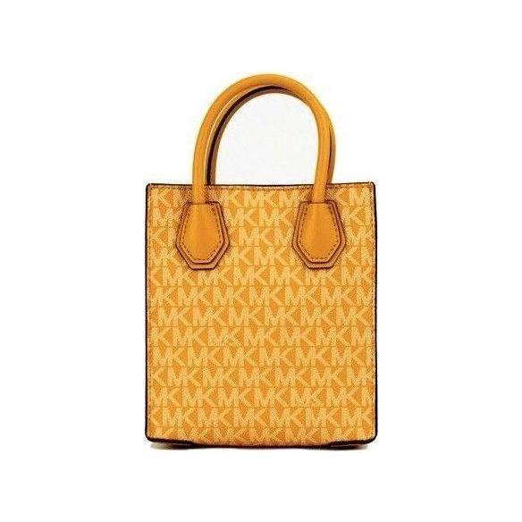 Luxour, Michael Kors Mercer XS Honeycomb Gold Signature PVC North South Shopper Crossbody Bag, 