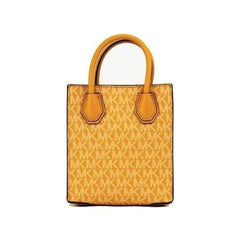 Luxour, Michael Kors Mercer XS Honeycomb Gold Signature PVC North South Shopper Crossbody Bag, 