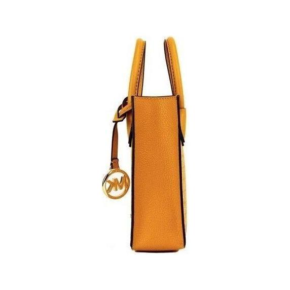 Luxour, Michael Kors Mercer XS Honeycomb Gold Signature PVC North South Shopper Crossbody Bag, 