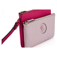 Luxour, Versace Elegant Pink Leather Pouch Clutch, 