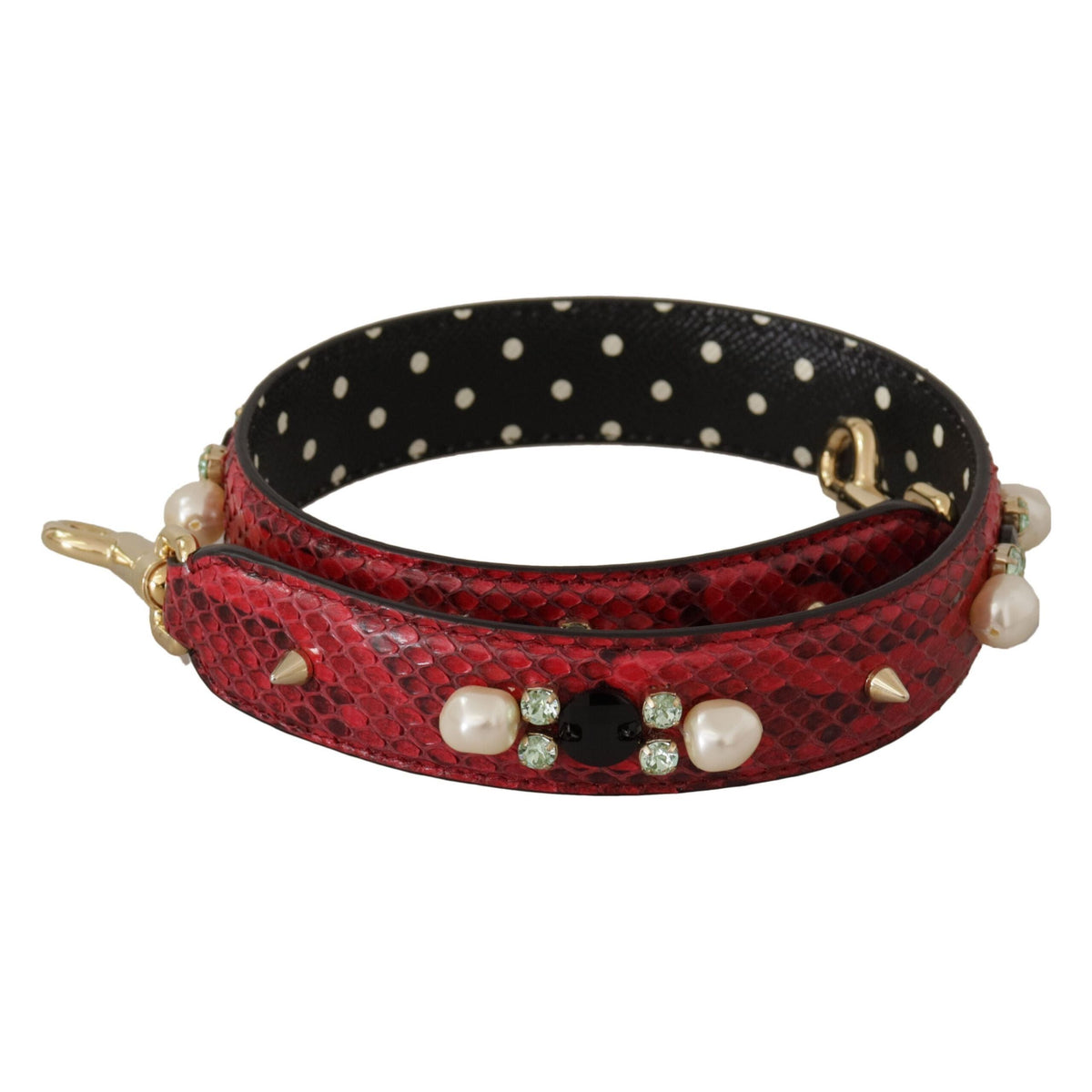 Luxour, Dolce & Gabbana Elegant Red Python Leather Shoulder Strap, 