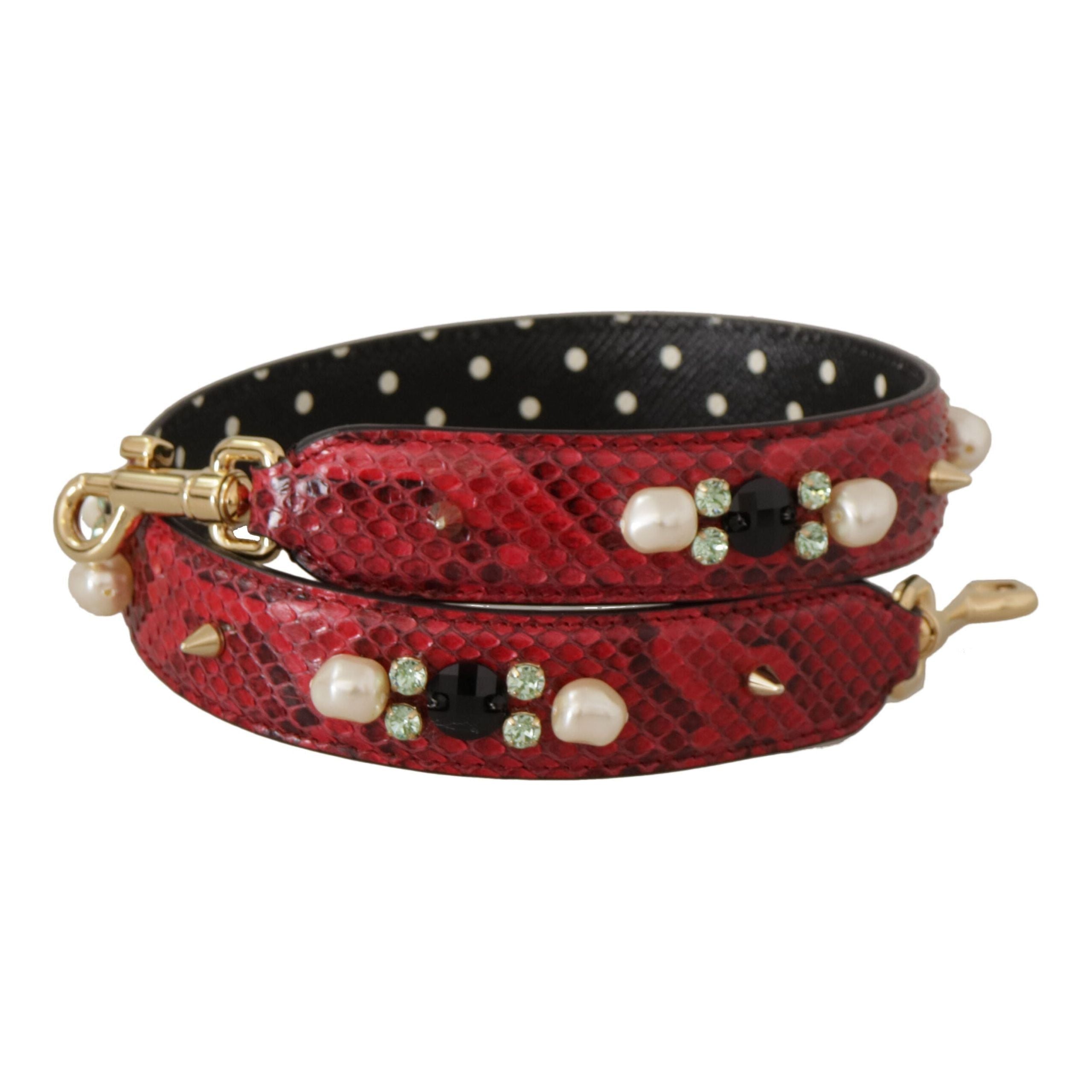 Luxour, Dolce & Gabbana Elegant Red Python Leather Shoulder Strap, 