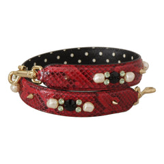 Luxour, Dolce & Gabbana Elegant Red Python Leather Shoulder Strap, 