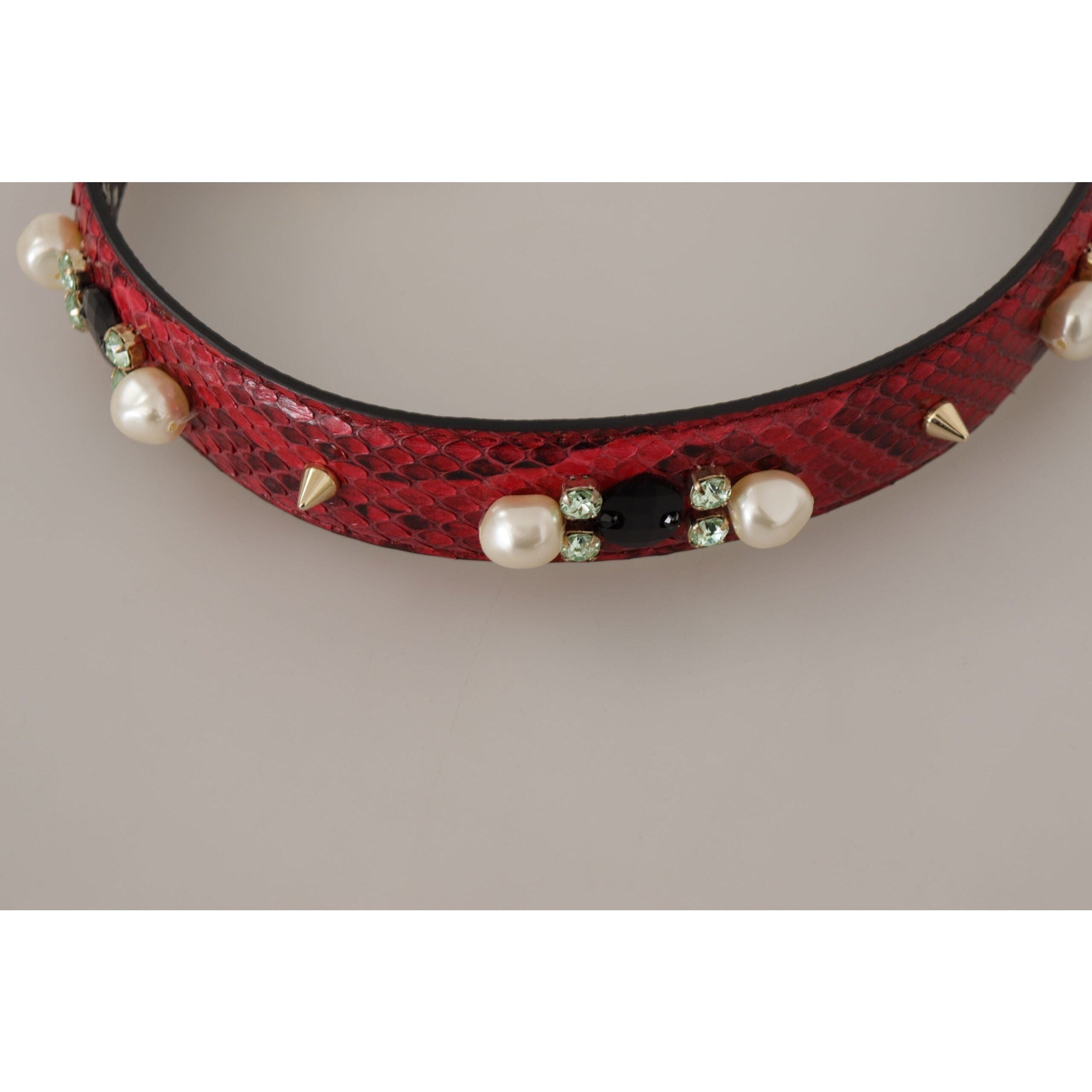 Luxour, Dolce & Gabbana Elegant Red Python Leather Shoulder Strap, 