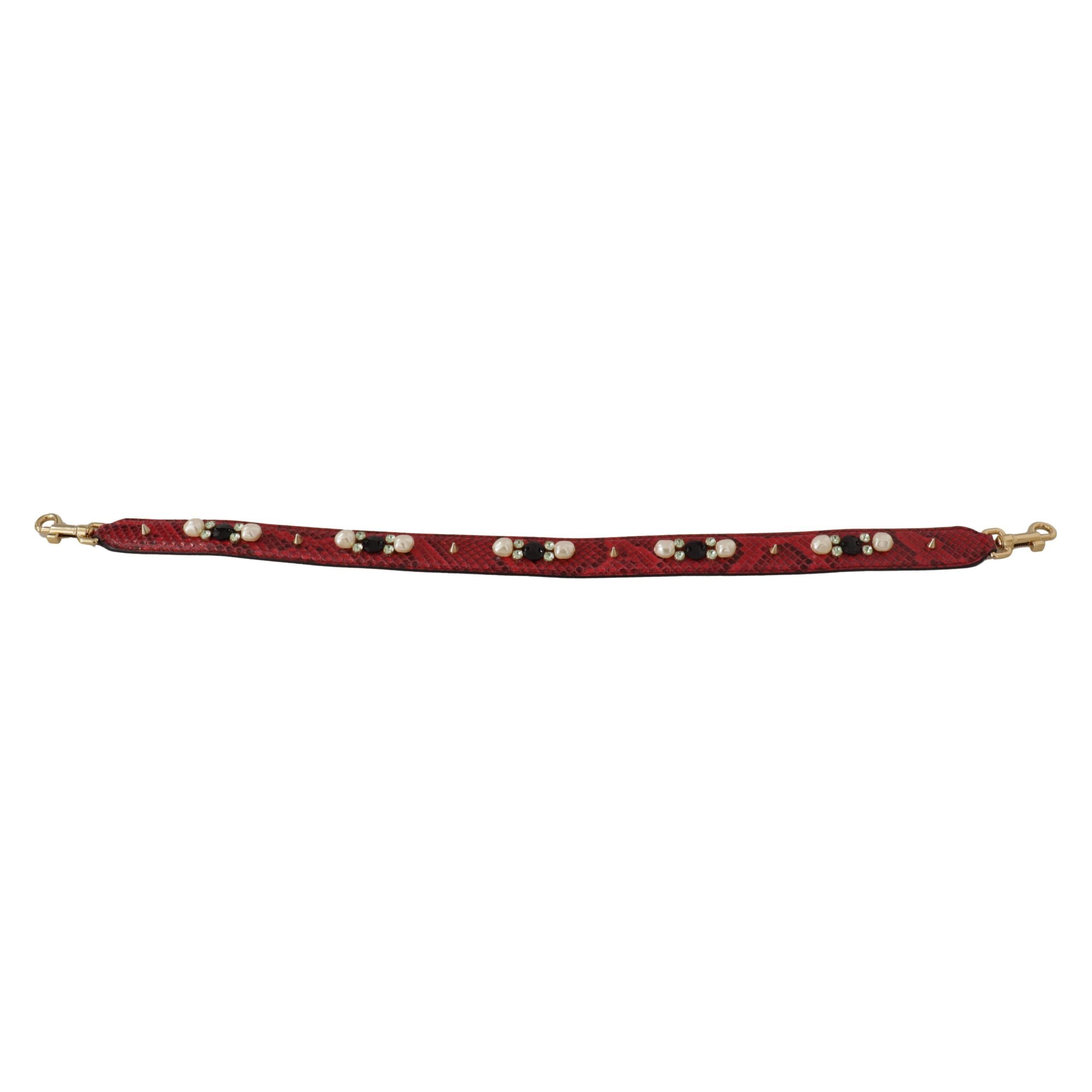 Luxour, Dolce & Gabbana Elegant Red Python Leather Shoulder Strap, 