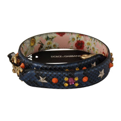 Luxour, Dolce & Gabbana Elegant Blue Python Leather Bag Strap, 