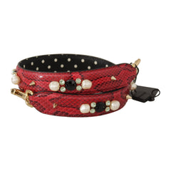 Luxour, Dolce & Gabbana Elegant Red Python Leather Shoulder Strap, 