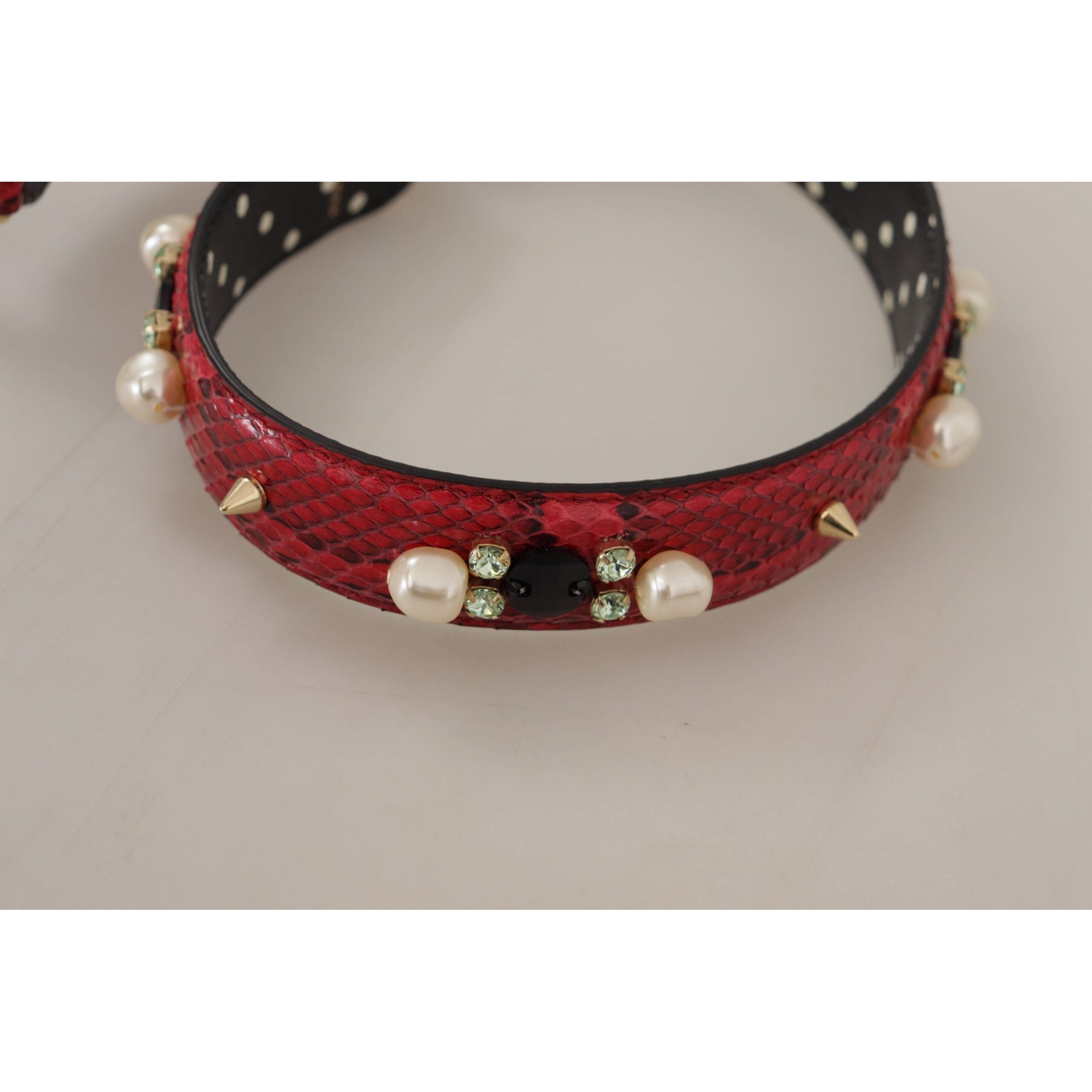 Luxour, Dolce & Gabbana Elegant Red Python Leather Shoulder Strap, 