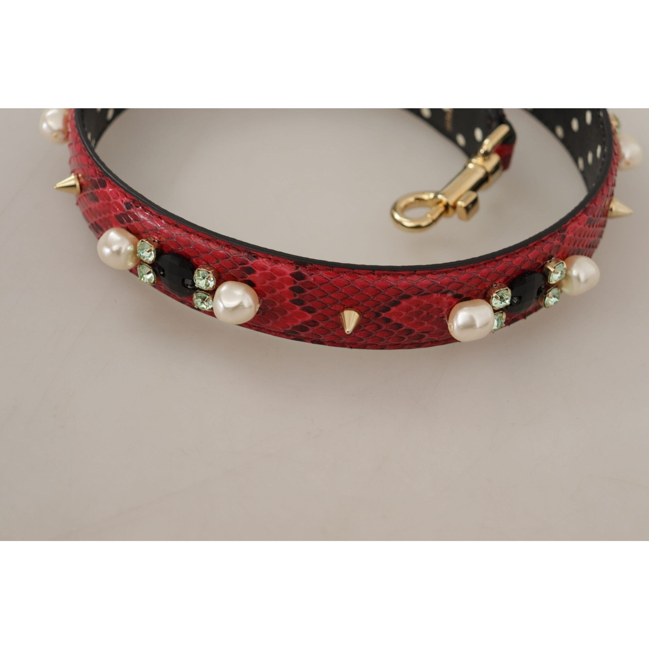 Luxour, Dolce & Gabbana Elegant Red Python Leather Shoulder Strap, 
