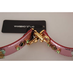 Luxour, Dolce & Gabbana Elegant Metallic Pink Leather Shoulder Strap, 