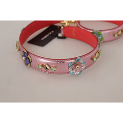 Luxour, Dolce & Gabbana Elegant Metallic Pink Leather Shoulder Strap, 