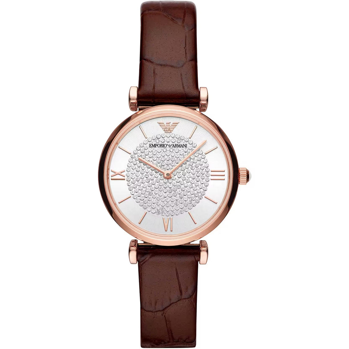 Luxour, Emporio Armani Elegant Bordeaux Leather Watch for Women, 