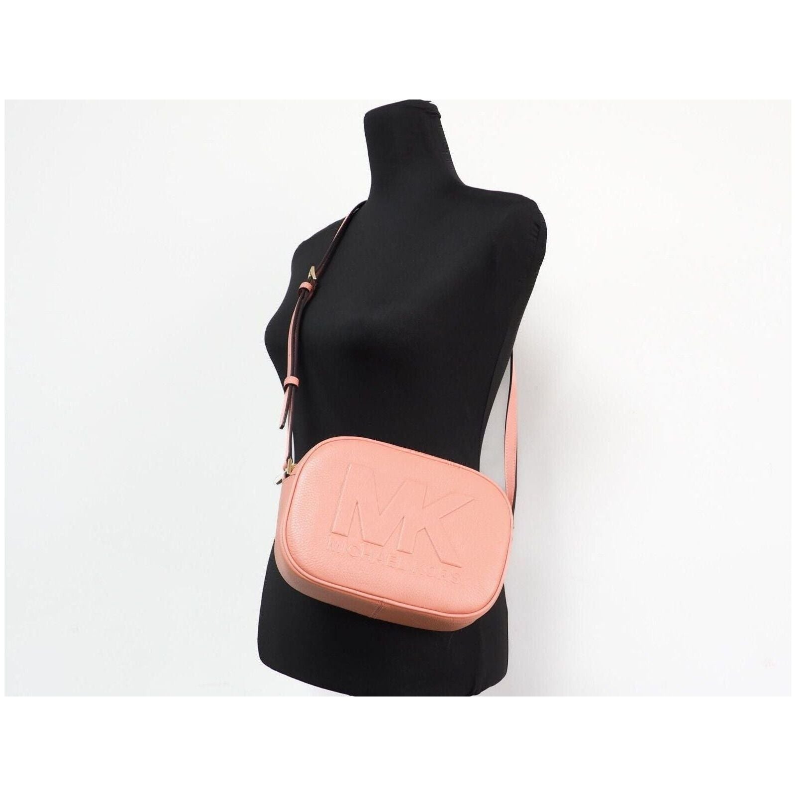 Luxour, Michael Kors Jet Set Travel Medium Sherbert Leather Oval Camera Crossbody Bag, 
