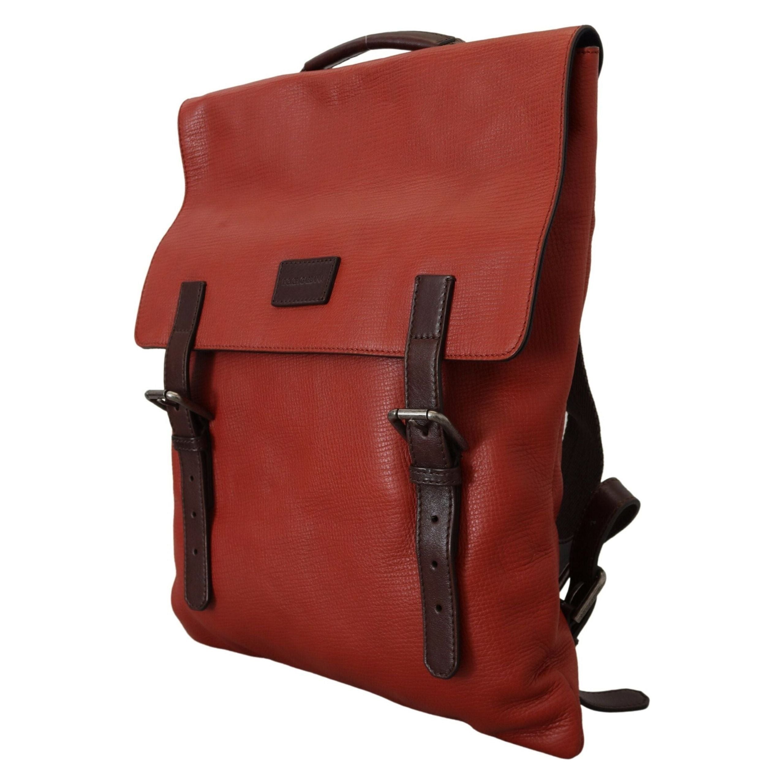 Luxour, Dolce & Gabbana Elegant Calfskin Leather Backpack in Orange, 