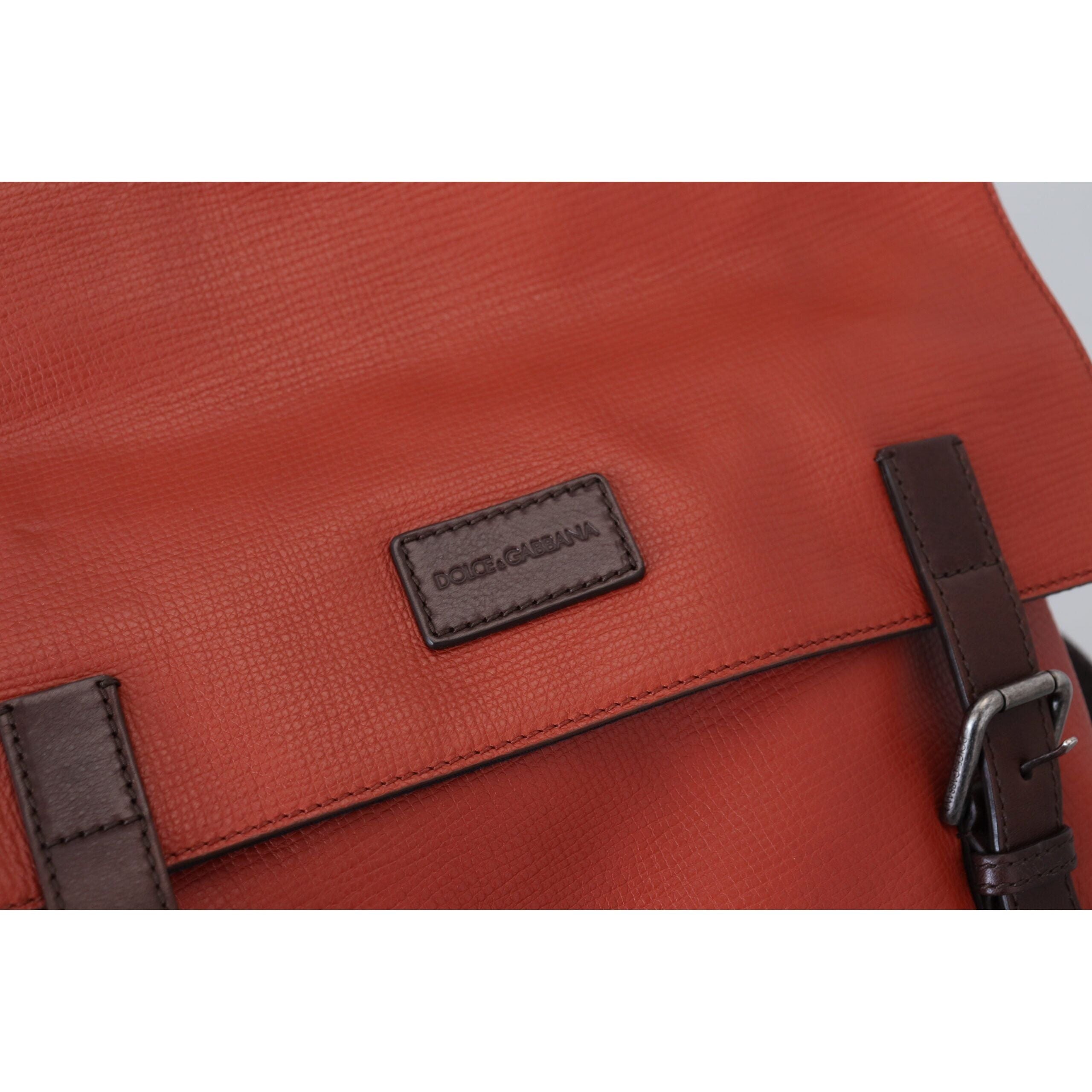 Luxour, Dolce & Gabbana Elegant Calfskin Leather Backpack in Orange, 