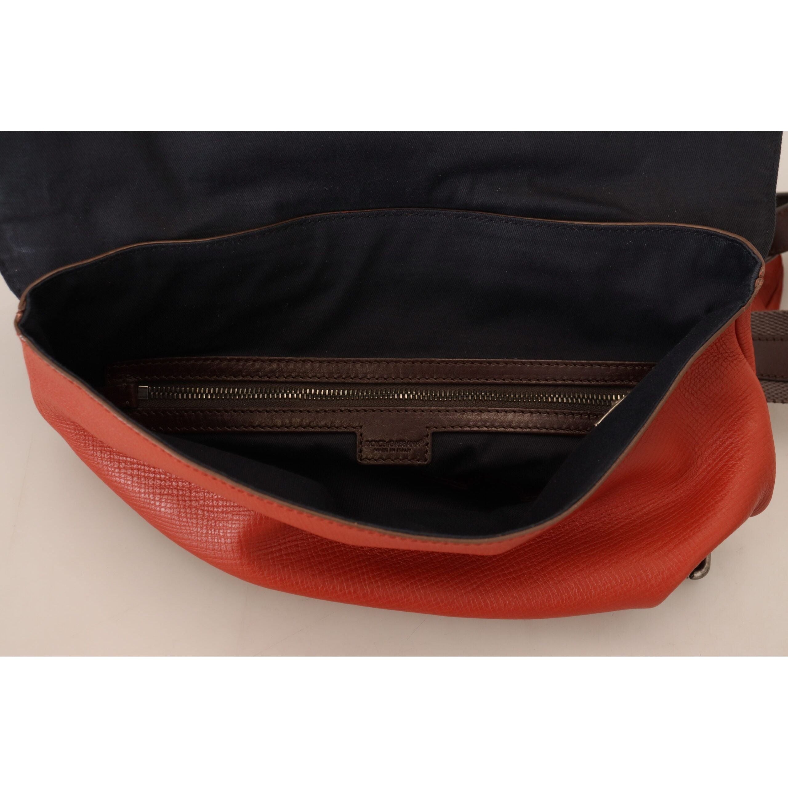 Luxour, Dolce & Gabbana Elegant Calfskin Leather Backpack in Orange, 