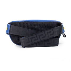 Luxour, Versace Small Navy Calf Leather Medusa Pendant Fanny Waist Pack Belt Bag, 