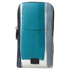 Luxour, Dolce & Gabbana Elegant Leather Crossbody Phone Bag in Blue & White, 