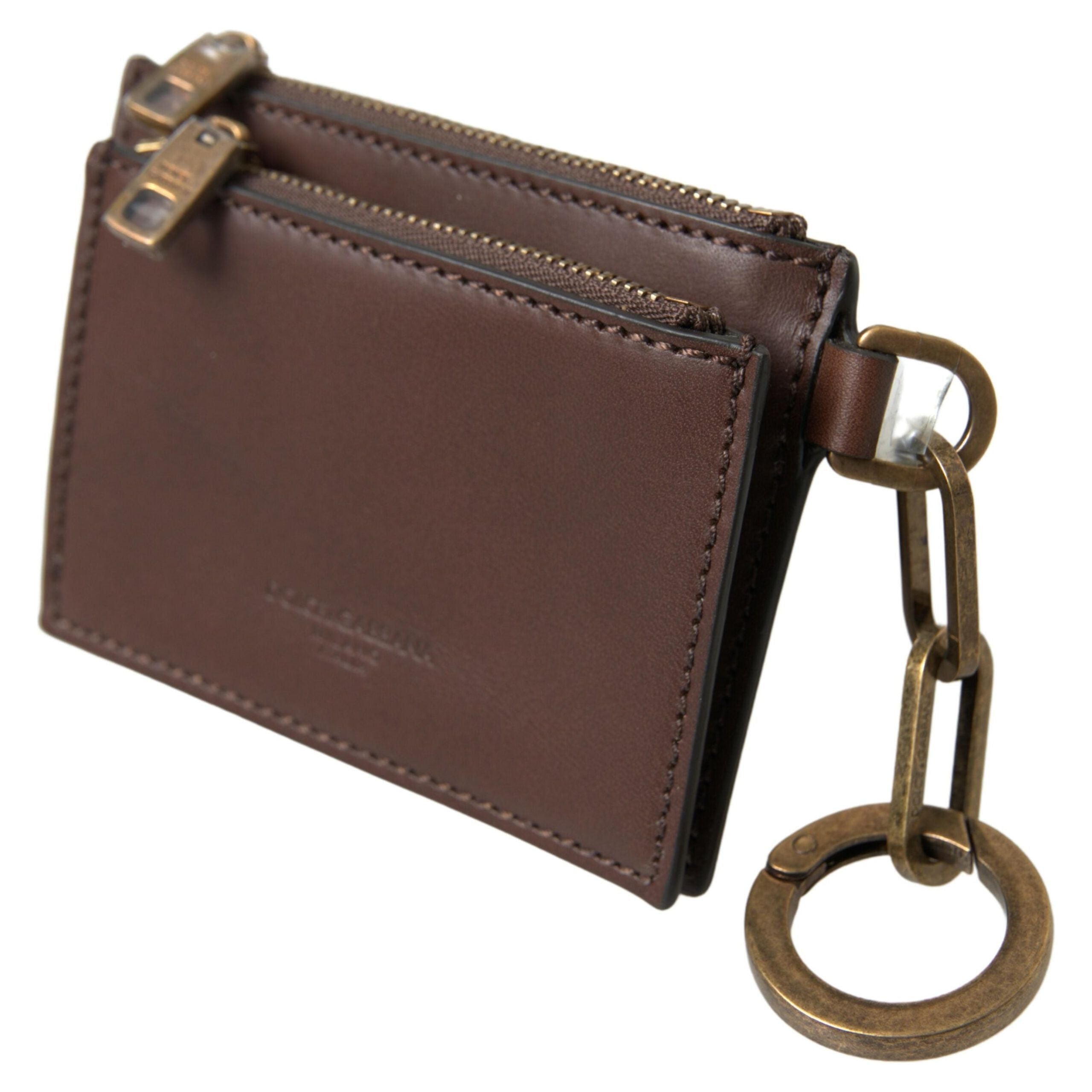 Luxour, Dolce & Gabbana Elegant Brown Leather Coin Purse Wallet, 