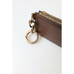 Luxour, Dolce & Gabbana Elegant Brown Leather Coin Purse Wallet, 
