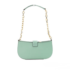 Luxour, Michael Kors Carmen Small Sea Green Leather Pouchette Shoulder Crossbody Purse, 