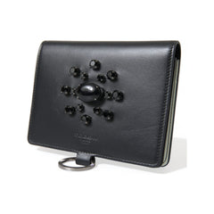 Luxour, Dolce & Gabbana Elegant Black Leather Crystal Card Holder Wallet, 