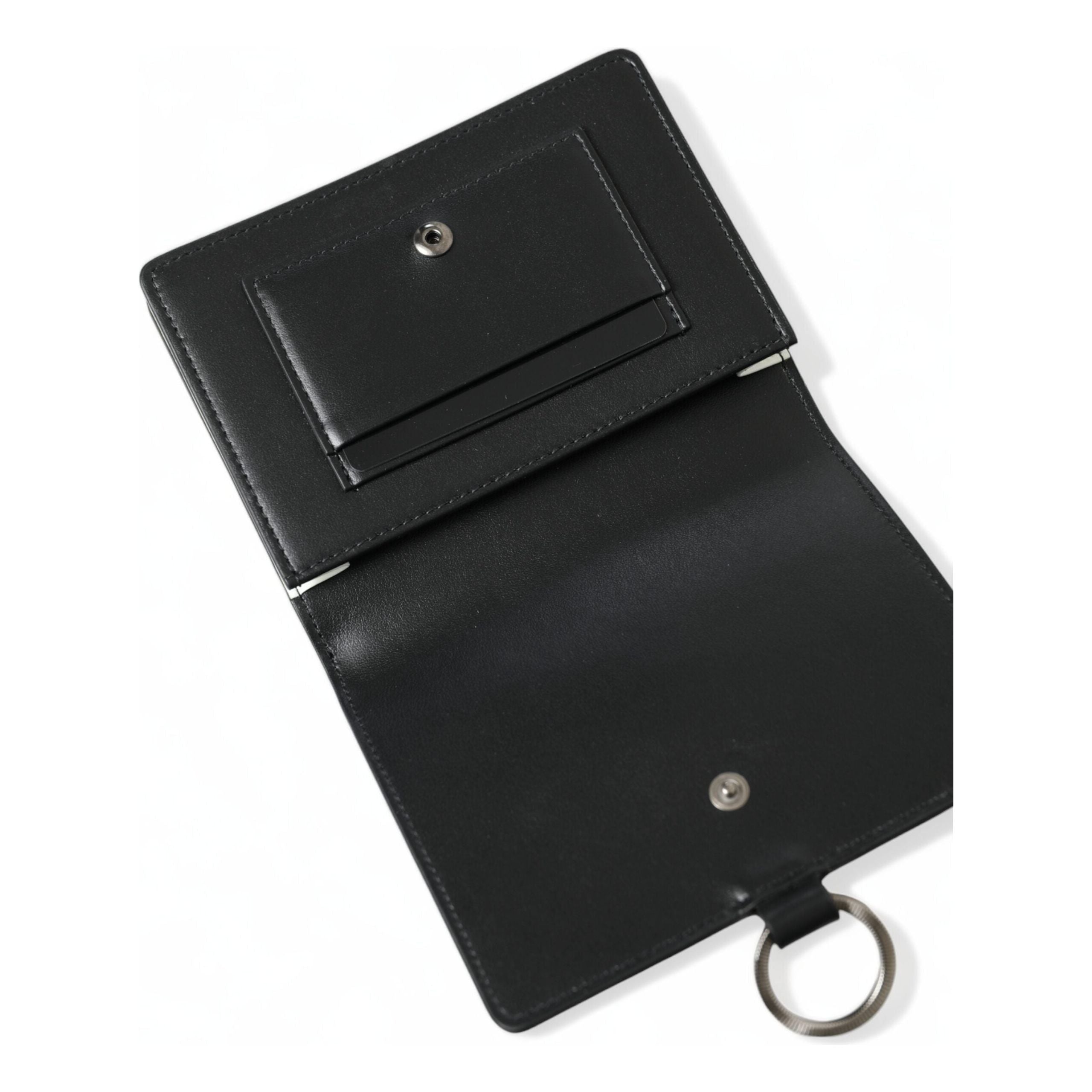 Luxour, Dolce & Gabbana Elegant Black Leather Crystal Card Holder Wallet, 